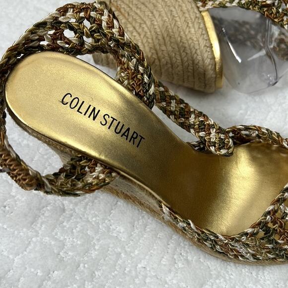 Colin Stuart neutral crochet ankle strap Espadrilles wedges size 7.5 - Picture 11 of 15